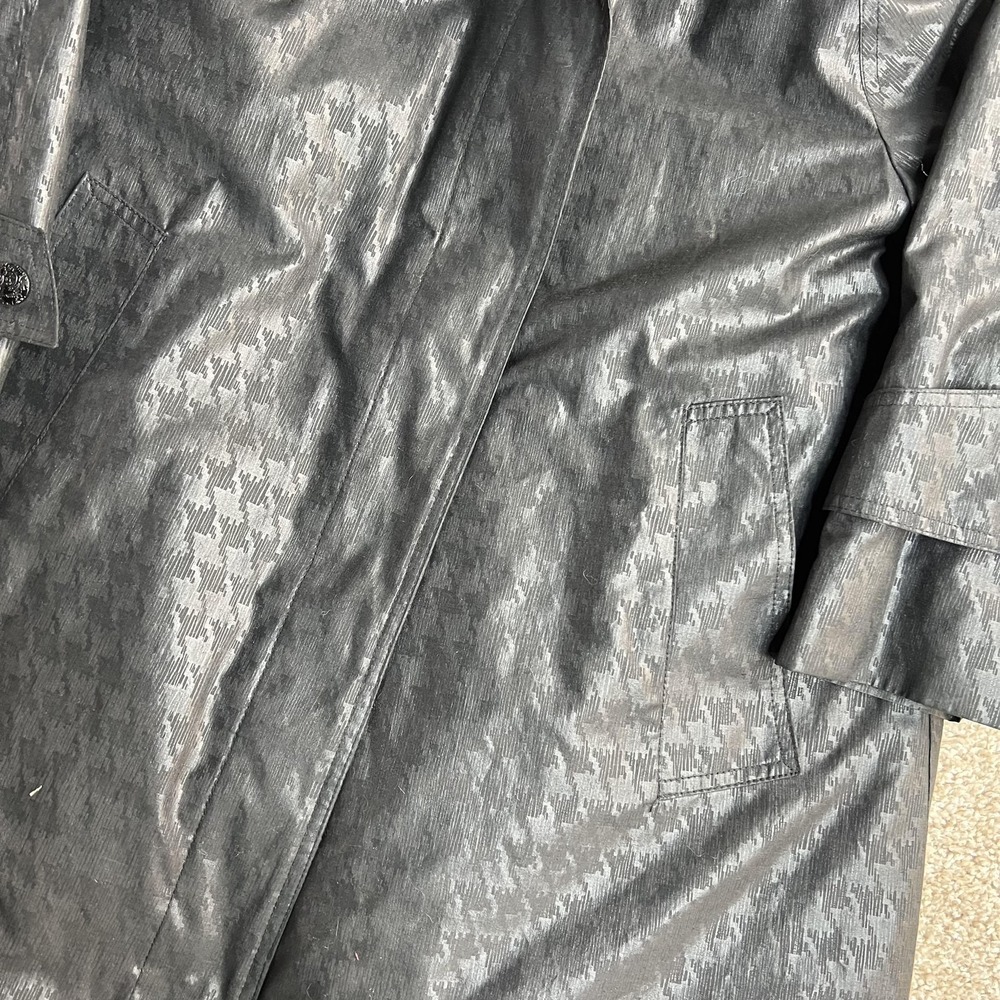 Vintage London Fog Coat Womens 4 Petite Gray Check Long Trench Lined Raincoat - Picture 2 of 10